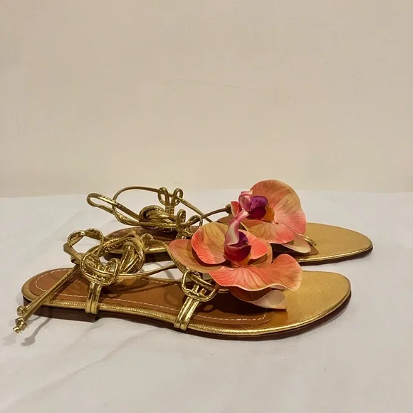 Alameda Turquesa Gold Victoria Flower Sandals